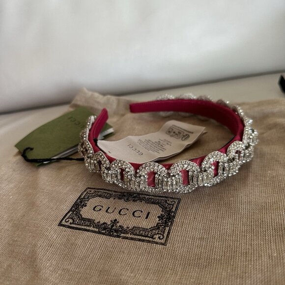 NEW GUCCI HAIRBAND CRYSTAL PINK HEADBAND 100% Authentic Sz M - Picture 9 of 9